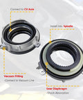 Hella Tough 4wd Auto Locking Hub Actuator Pair showing components like vacuum fitting and gear diaphragm for 4x4 operation