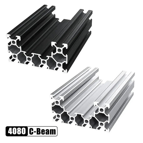 C Beam Aluminum Profile 4080 40x80mm Set Black Anodized For CNC Machines And 3D Printers, Lengths 100mm To 550mm, 2 Pack