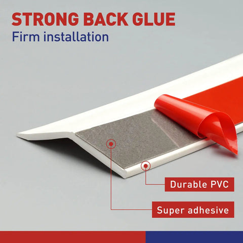 Close-up of durable PVC with super adhesive layer from Garage Door Seal Kit Top and Sides Weather Stripping 34.4 Ft Rubber Weatherproofing.