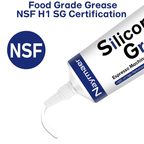 2 Pack Food Grade Silicone Grease Maintenance Kit For All Coffee And Espresso Machines With 2 X 10g Tubes NFC H1 Certified Food Safe Lubricant showing tube and NSF H1 label
