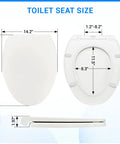 Dimensions of Premium Elongated Toilet Seat 18.5 Inch White With Silent Soft Close Hinge and Quick Release Design.