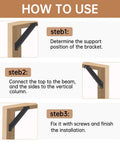 Installation steps for eight piece 45 degree pergola brackets heavy duty steel connectors for 4x4 posts black powder coated