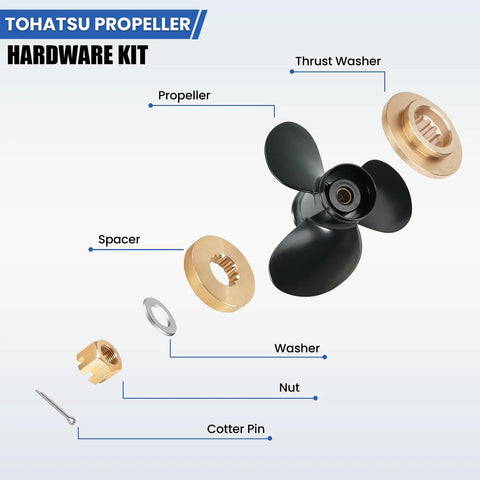 Outboard Propeller Installation Hardware Kit For Tohatsu 25 To 30 HP Boats Includes Thrust Washer Washers Nut And Cotter Pin