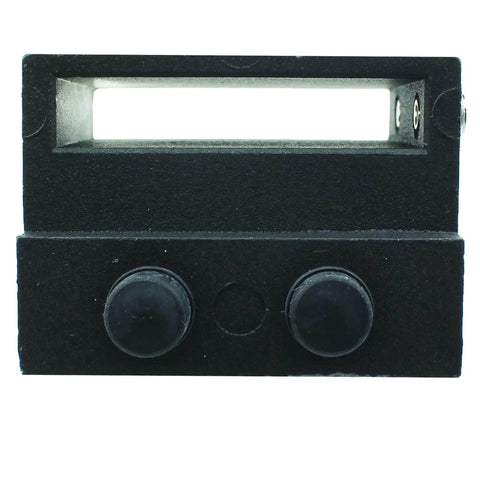 2-Piece Sliding Barn Door Track Limiters And Roller Stoppers, Black Carbon Steel with Rubber Caps, front view