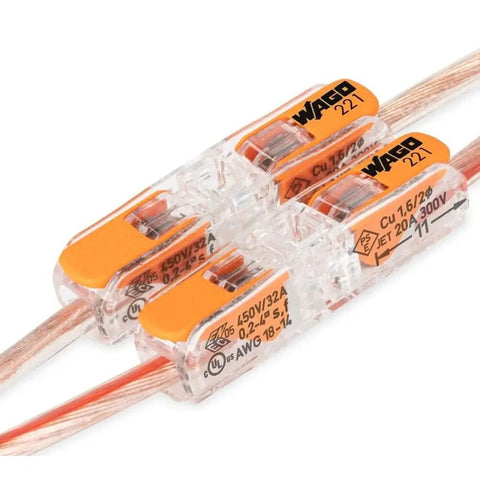 Lever Nut Inline Splice Wire Connector With Levers For All Conductor Types 2 Conductor Max 4 Mm2 Transparent Housing 60 Piece Pack