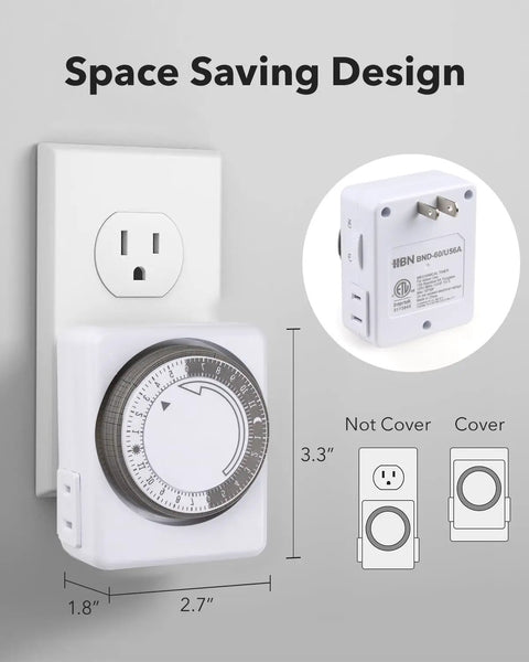 Plug And Play Dual Outlet Timer For Indoor Outlets No Brainer Setup 24 Hour Mechanical Timer For Lamps 15 Minute Intervals Heavy Duty Daily Cycle Dual 3 Prong Plug In Outlets 2 Pack