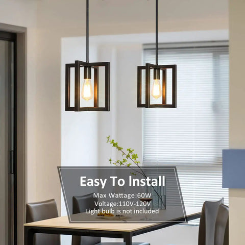 Cool Modern Square Pendant Light For Kitchen Island 1 Light Farmhouse Ceiling Fixture Adjustable Hanging Chandelier For Dining Room Hallway Entryway Black Finish Ideal For Bar Counter Island Kitchen Breakfast Nook And Living Areas
