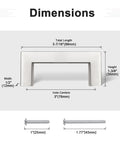 Dimensions of Three Inch Hole Center Cabinet Pulls In Brushed Nickel, Satin Nickel Square Drawer Handles For Cabinets