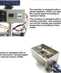 Heavy Duty 100 To 1000 ML Paste Filling Mixing Machine With Horizontal Heating Hopper And Pneumatic Liquid Filler Built Real Tough For Sauces Creams Oils Using 304 Stainless Steel A Straight Up Workhorse with control panel and heating features.