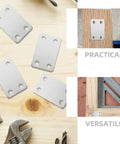 Stainless Steel Flat Corner Braces 20 Piece Set With Screws For Wood Quick Install Mending Plates Holes Silver displayed on wood