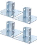 4 Pack U Shape Strut Post Bases for 1-5/8 Inch Square Channel, 5.7 x 5.7 Inch Flat Panel Base, heavy duty steel, standard strut fit