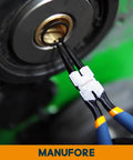 7 Inch Snap Ring Pliers Set With Internal And External Circlip Pliers, Straight And Bent Jaw Tips in use on machinery