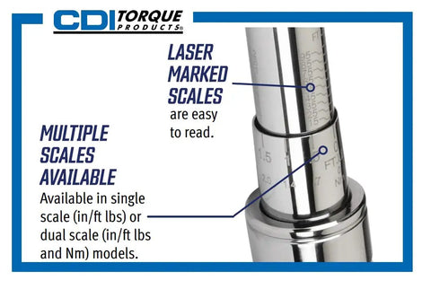 Adjustable One Half Inch Drive Torque Wrench With 20 To 150 Foot Pounds Range And 34 To 197 Newton Meters Calibrated Dual Scale