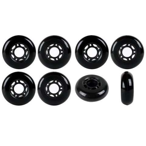 68mm 82A Inline Skate Wheels Black Outdoor Roller Hockey 8 Pack For All Purpose Indoor And Outdoor Skating With 5 Spoke Hub