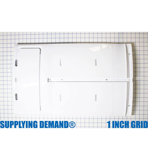 Fresh Food Refrigerator Evaporator Cover Assembly Replacement With Motor And Thermistor, white plastic, top view