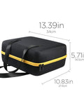 Hard Case Replacement For DEWALT DCC020IB 20V Max Cordless Tire Inflator with black EVA shell and yellow zipper, dimensions shown