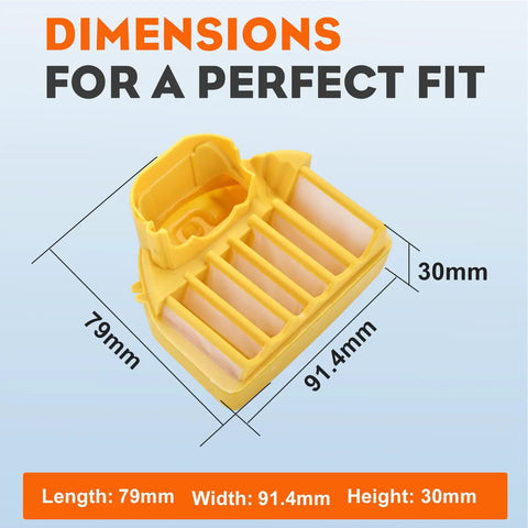 All In One Husqvarna 455 Rancher Chainsaw Maintenance Kit air filter dimensions 79mm x 91.4mm x 30mm