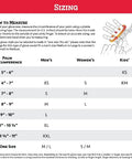 Sizing chart for Premium Leather Work And Ski Mitt With Nikwax Waterproof Wax, includes measurements for men, women, and kids.
