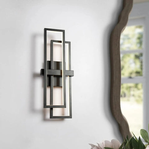 Sleek Black LED Wall Light Sconce 20W 1800 Lumen Triac Dimmable Indoor Fixture For Hallway Stairs Living Room Bedroom Bathroom Vanity Wall Mounted 8 Inch Long By 21.2 Inch Wide