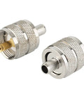 UHF Male PL259 Crimp Connector for LMR240 RG8X Coax Cable Low Loss No Hassle Ham Radio Plug, nickel plated, pack of 5