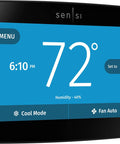Smart Thermostat With Color Touchscreen WiFi And Mobile App Control Easy DIY Install Privacy Protected Data Works With Alexa Energy Star Certified C Wire Required Black ST75 with blue display