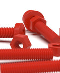 Heavy Duty Red Polypropylene Pan Head Cross Drive Plastic Screws And Bolts Fasteners M3 X 20 Millimeters with nuts and washers.