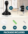Package contents for Magnetic Door Stopper Heavy Duty Door Holder With No Drill Wall Or Floor Mount 3M Adhesive And Screws.