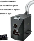 Kick Start Your Morning Vibe With This Electric Home Coffee Roaster featuring exhaust pipe, smoke filter system, and control panel.