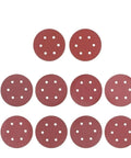 Heavy Duty 9 Inch Sandpaper With 6 Holes Premium Hook and Loop Discs For Electric Polisher Dust Extraction, red sanding discs.