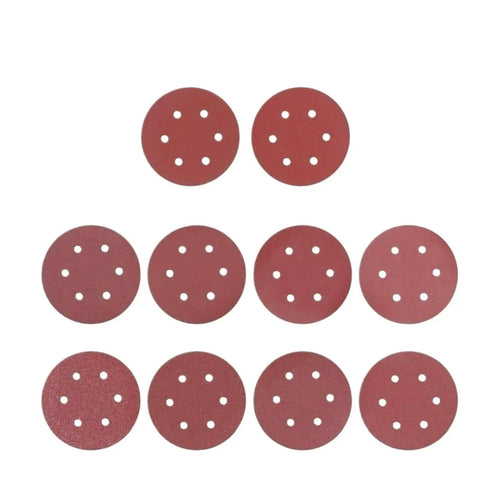 Heavy Duty 9 Inch Sandpaper With 6 Holes Premium Hook and Loop Discs For Electric Polisher Dust Extraction, red sanding discs.