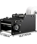VFLDKRQAWYS MT-30 Semi-Automatic Bottle Labeling Machine For Plastic Glass Metal Round Cylinders DIY Desktop Applicator With Electrical Adhesive Printer And Sturdy Steel Construction Speed Control side view with dimensions