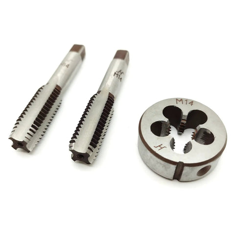 M14x2.0 Hand Tap And Die Set With One Taper Tap One Plug Tap And One Round Die 2.0mm Pitch Right Hand Threading Kit