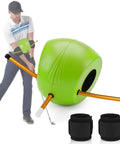 Connector Golf Training Aid For Posture Correction And Swing Mechanics, green ball with orange rods, wristbands included