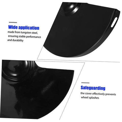 Durable black Tungsten Steel Protective Cover for Angle Bench Grinder Safety Guard Left Side Replacement Part with text overlay