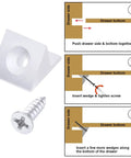 50 Pcs Heavy Duty L Shaped Angle Brackets For Sagging Drawer Repair And Furniture Stabilization With Rust Resistant Steel Screws 90 Degree Corner Support Set with installation steps and components.