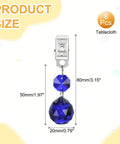 8-Piece Tablecloth Weights With Metal Clips, Crystal Ball Pendant Curtain Weights, 20mm Clear Blue Orbs, size dimensions shown