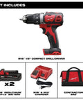 Top Shelf Cordless Drill Driver Combo Pack With Rock Solid All Metal Gears And 18 Volt Battery Quick Trigger showing drill, batteries, charger, and contractor bag.