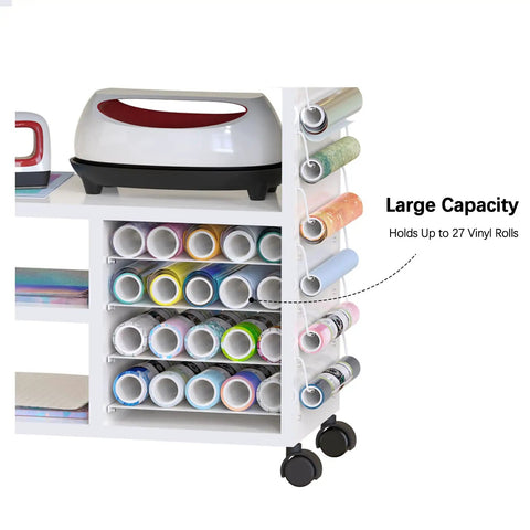 Heavy Duty Craft Cart With Adjustable Shelves And Large Drawers For Cricut And Vinyl Scrapbooking, Mobile Workstation On Wheels