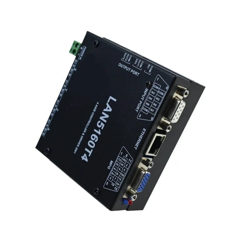 4 Axis CNC Ethernet Control Card With Integrated Board And Breakout 2 In 1 Step Driver System 100W 24VDC Power Built For Tough Shops Ready For Precise Milling And Reliable Automated Machining, black metal enclosure with Ethernet and DB connectors