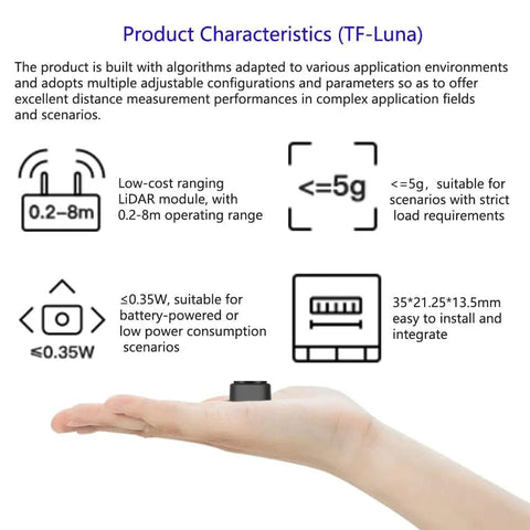 Lidar Sensor Module For Drones And Robotics With UART And I2C Connectivity 0.2 To 8 Meter Range Pro Grade Accuracy on hand