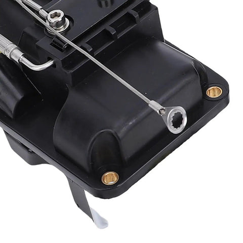 No Fuss Direct Drop In Power Trim Actuator Motor Assembly for Mercury Sterndrive Engines with hydraulic lines and cover.