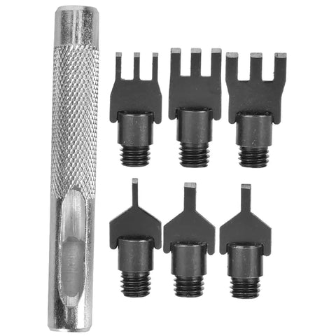 Flat Prong Leather Chisel Set With Interchangeable Heads Carbon Steel Leather Punch Tool For DIY Leather Craft High Hardness