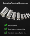 Pro Grade 305 Piece Wire Ferrule Kit With Copper Silver Plated Crimp Terminals Non Insulated Electrical Cable Sleeves In 8 Sizes AWG