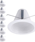 6 Inch Recessed Can Light Trim Pack Of 6 Air Tight IC Rated Self Flanged Baffle Anti Glare White Trim For 6 Inch Can