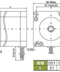 Premium 3 Arcmin Low Backlash Planetary Gearbox For Nema23 Stepper Motor dimensions diagram with labeled measurements.