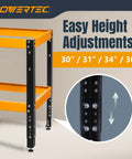 Adjustable height feature of Rock Solid Heavy Duty Tool Stand Base with 400 Pound Load Capacity for garage use.
