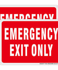 Badass 2 Pack 10X7 Emergency Exit Only Signs Heavy Duty Rust Free Aluminum weatherproof red plaques for indoor or outdoor use.