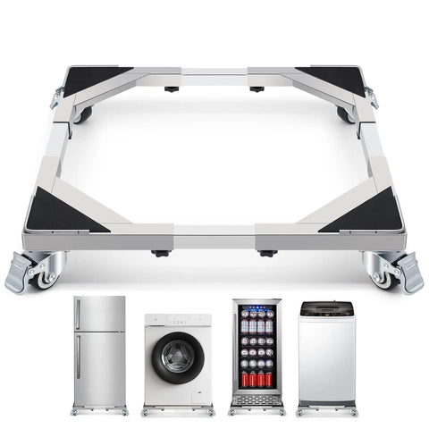 Beefed Up Stainless Steel Washing Machine Dolly Cart With Lockable Wheels 700 Lb Capacity Adjustable Mobile Roller Stand