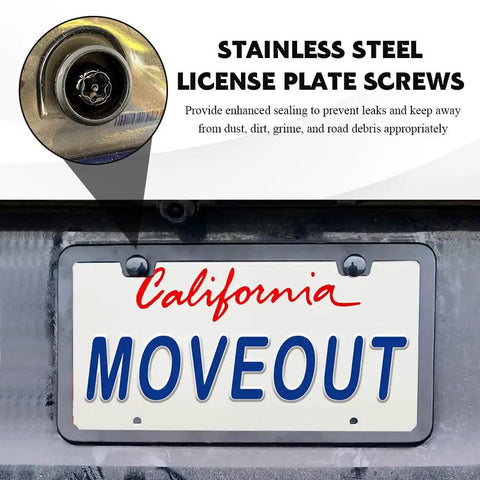 Lock Up Your Ride With This Anti Theft License Plate Screws Kit Featuring Tamper Proof Security Fasteners M6 Thread Black Mounting Hardware Includes Key To Keep Jokers From Yanking Your Tags Off Front Or Rear Bumper Today, showing stainless steel license plate screw close-up.