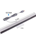 Replacement Wired Infrared Sensor Bar For Nintendo Wii And Wii U Console with 6.5 ft cable, silver black finish, adhesive mount.